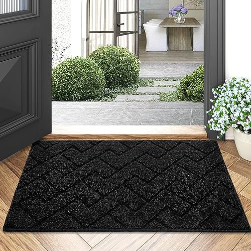 Walensee Indoor Doormat, Front Door Mat for Entrance, 36x59 Solid Black 