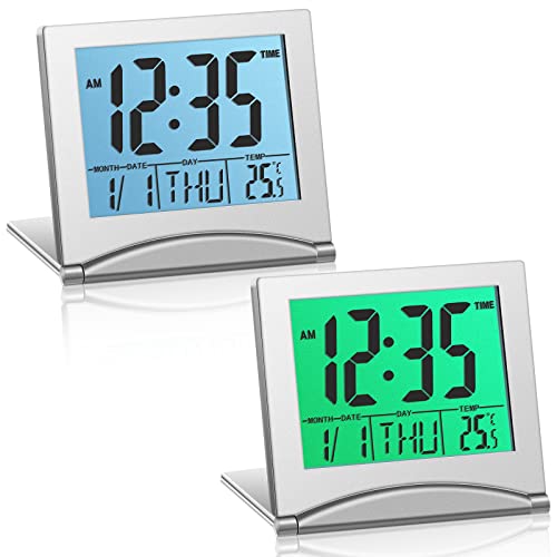 Highergo Digital Travel Alarm Clock with Foldable Backlight and Calendar