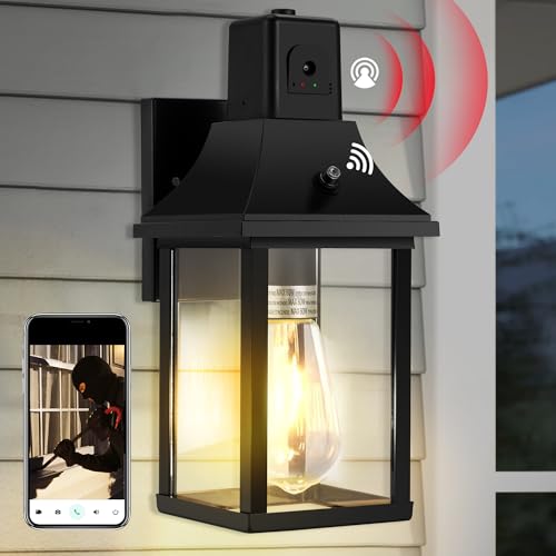 HIHUOS Porch Light with Security Camera - Outdoor Lighting