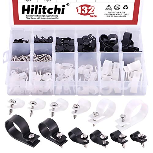 Hilitchi 132 Pcs Cable Clamp Assortment Kit