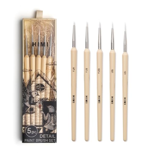 5Pc HIMI Detail Brushes for Gouache Painting - Yellow