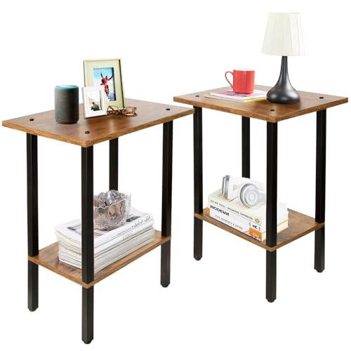 Himix End Tables, 2-Tier Nightstand for Small Spaces