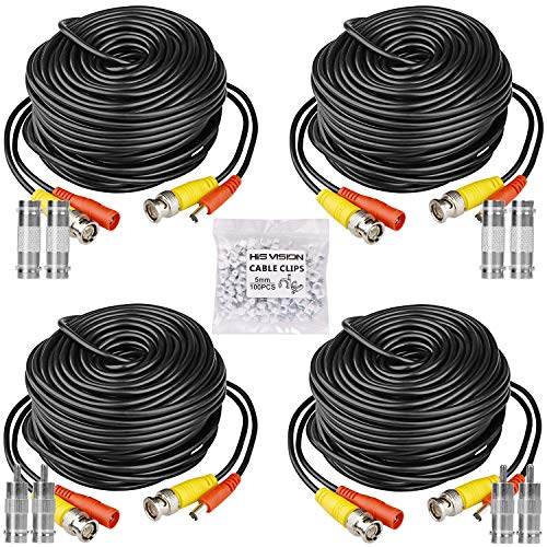HISVISION 4 Pack 100ft BNC Video Power Cable