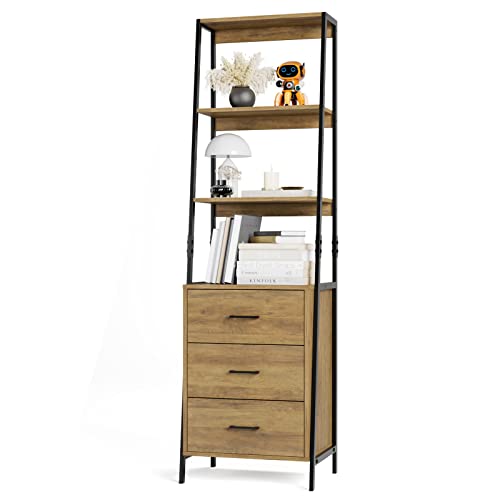 HITHOS Ladder Bookcase with Drawers