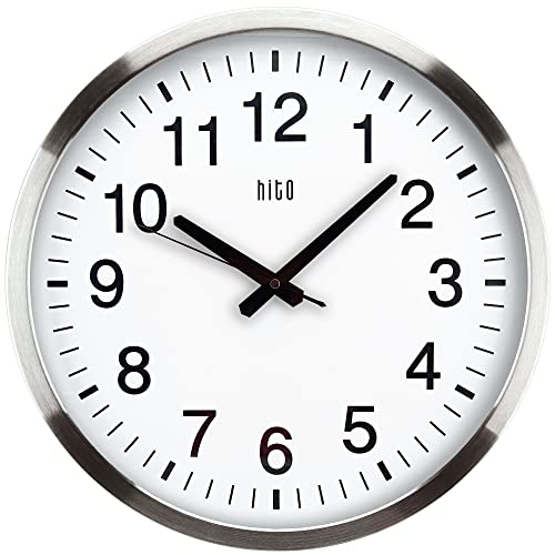 Silent Wall Clock with Glass Cover - Silver Frame