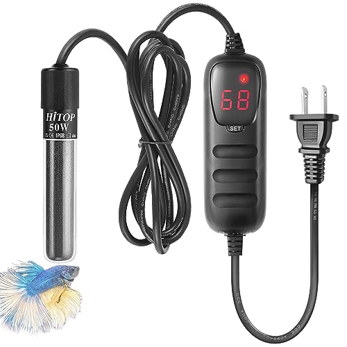 HITOP Mini Submersible Aquarium Heater - 50W Digital Heater