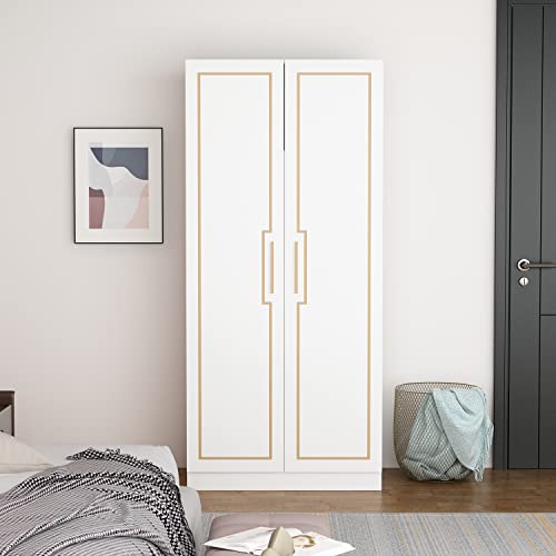 Hitow Wardrobe Armoire Closet with Ample Storage Space and Sturdy Frame