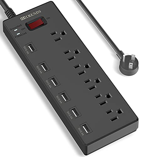 HITRENDS Surge Protector with 6 AC Outlets & 6 USB Charging Ports