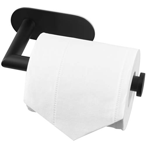 Matte Black Adhesive Toilet Paper Holder for Bathroom
