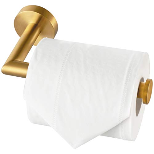 mDesign Metal Free Stand Bathroom 3 Roll Toilet Paper Holder Storage - Soft Brass