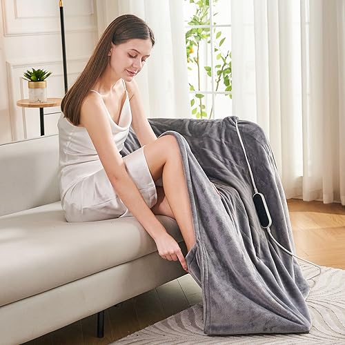 Hiundee Heated Blanket with Foot Pocket - Cozy Warmth for Chilly Nights