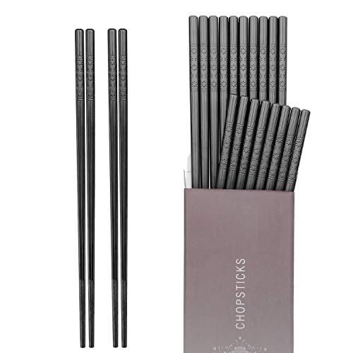 HIWARE 10 Pairs Fiberglass Chopsticks - Reusable and Stylish