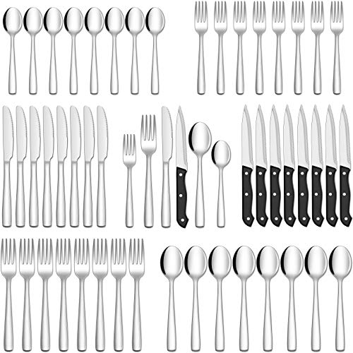 HIWARE 48-Piece Stainless Steel Flatware Set for Home & Restaurant Use