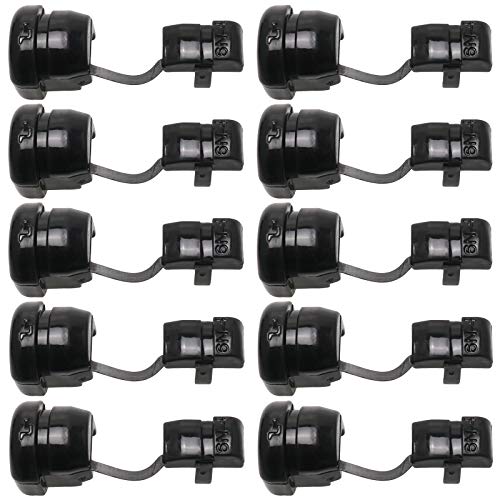 HJ Garden 10pcs Wire Cover Round Cable Wire Strain Relief Bush Grommet Round Strain Relief Bushing Electric Cable Protection Cord Buckle, Black