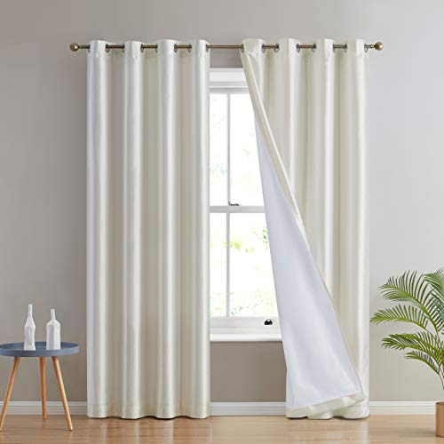 Jefferson Ivory Faux Silk Sheer Grommet Window Curtains, 2 Panels, 54 x 84 Inch