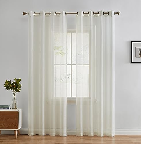 HLC.ME Sheer Voile Window Curtain Grommet Panels