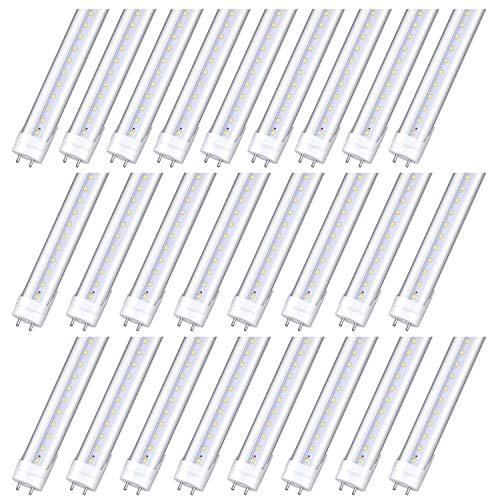 HMINLED 25-Pack Clear 48’’ Double-ended Power Tubes, 4ft LED T8 Ballast Bypass Bulbs, 22W (65W Fluorescent Replacement) 6000K 6500K Tubelight, 2400LM High Bright Lights, T10 T12 Type B Cool White Lamp