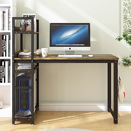 HOBINCHE 47 Inch Computer Desk with 4-Tier Shelves