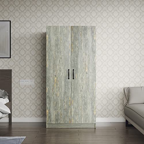 Holaki 2-Door Tall Wardrobe Cabinet for Bedrooms in Grey