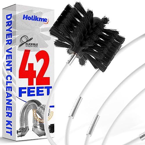 Holikme 42ft Dryer Vent Cleaner Kit: Flexible Brush with Drill Attachment