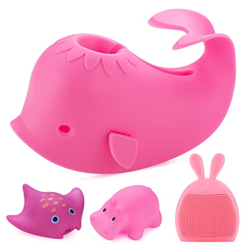 Bathtub Faucet Cover for Kid - Bath Tub Faucet Extender Protector for Baby  - Child Bathroom Cute Accessories Silicone Soft Spout Cover Pink Elephant