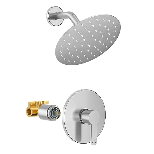 Brushed Nickel 8-Inch Rainfall Shower Faucet Set by HoliSpa