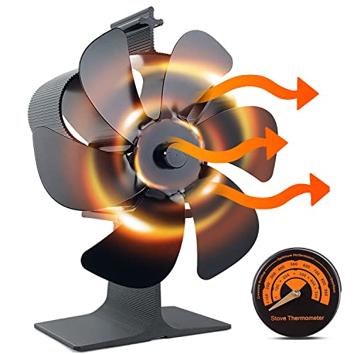 Holldoor 6 Blade Wood Stove Fan Heat Powered