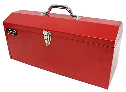 Homak Steel Hip Roof Tool Box, Red, Tall, 19 Inches