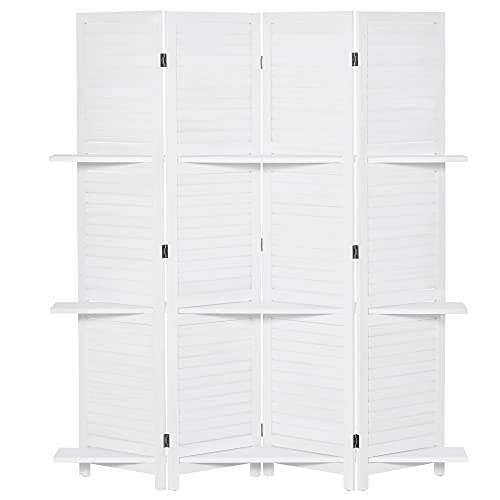 HOMCOM 4 Panel Privacy Screen Room Divider with Storage
