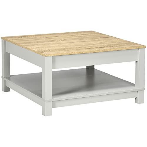 Homcom Coffee Table With Storage Shelf Light Gray 3171m5AxG4L 