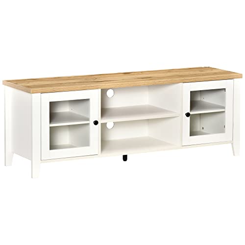 White TV Stand with Shelves and Cabinets for 60" TVs