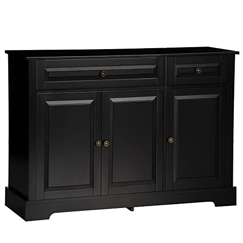 HOMCOM Sideboard Buffet Cabinet - Modern Kitchen Cabinet with 2 Drawers and Adjustable Shelves