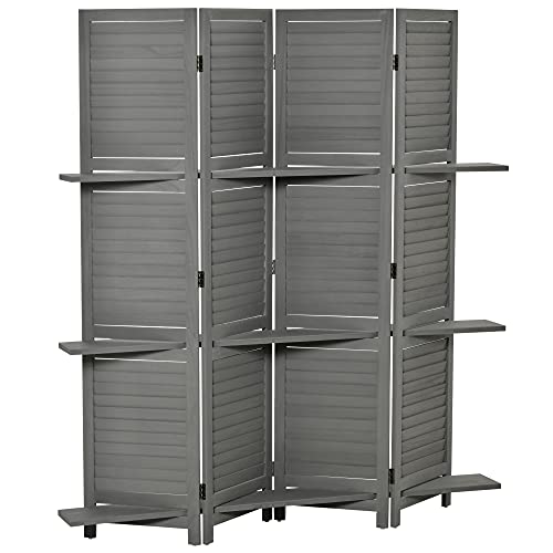 HOMCOM Wood Privacy Screen Room Divider with Storage