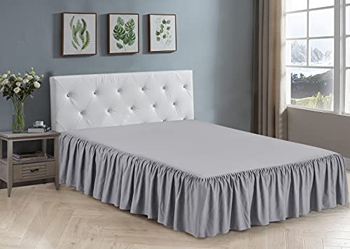Home Collection Bedskirt Ruffles 17 Inch Drop (Full, Grey)