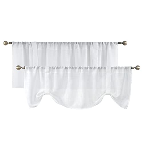 Home Queen White Tie Up Curtain Valances