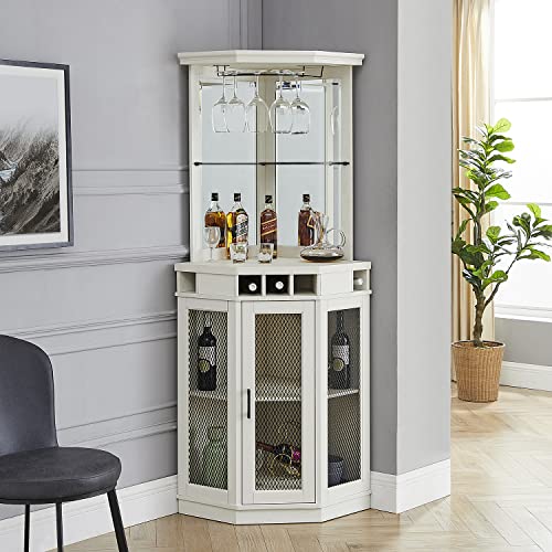 Home Source White Corner Bar Unit