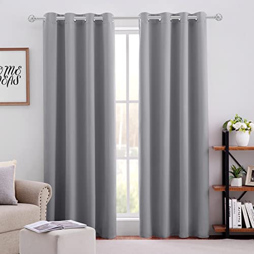 HOMEIDEAS Light Grey Blackout Curtains