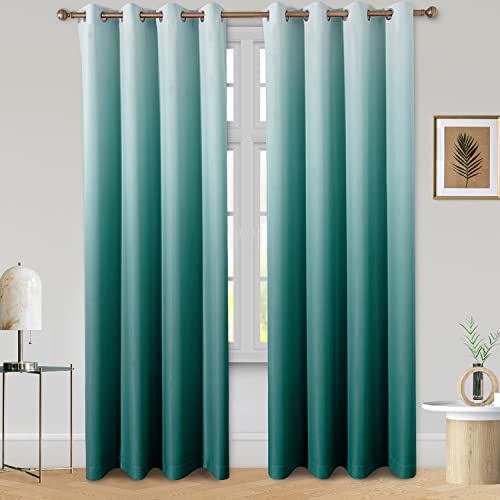 HOMEIDEAS Teal Ombre Curtains