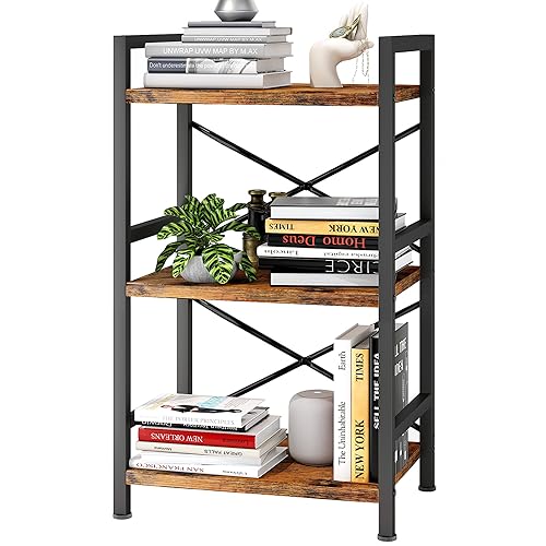 Homeiju Bookshelf, 3 Tier Industrial Bookcase