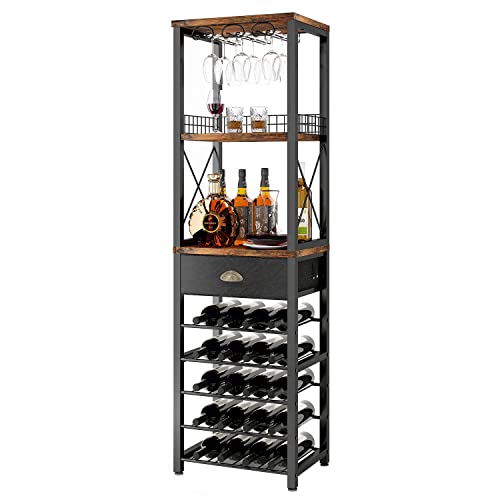 Homeiju Freestanding 4-Tier Wine Rack with Tabletop and Storage