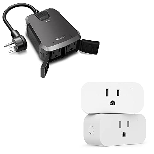 TREATLIFE Outdoor Smart Plug with 2 Individual Control Outlets, IP64  Weather Resistance, Smart Home Outlet Timer Compatible with Alexa, Google  Home and SmartThings, 2.4GHz WiFi Only, No Hub Required 