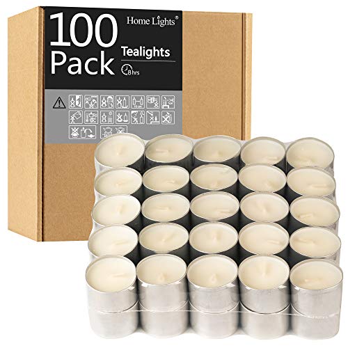 HomeLights Tealight Candles - 8 Hour Burn, 100 Pack