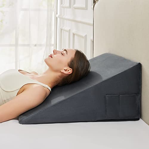 Cooling Wedge Pillow - 10 inch Bed Wedge Pillow - 24 inch Wide Incline Support Cushion for Lower Back Pain AllSett Health