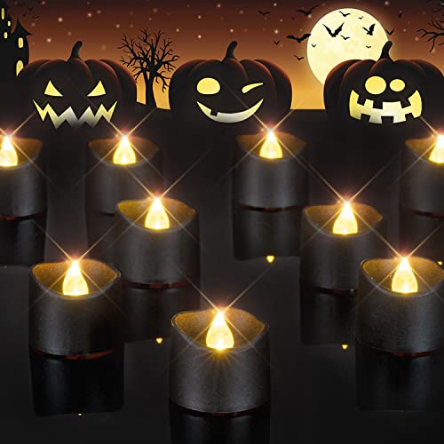 Homemory Black Tea Lights Candles - Battery Operated, Flameless Votive Candles