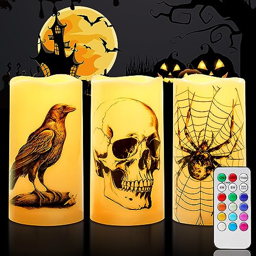 Homemory Halloween Color-Changing Flameless Candles Set