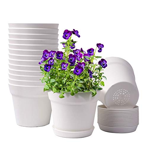 HOMENOTE Pots for Plants - 15 Pack 6 inch Plastic Planters