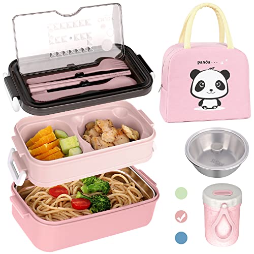 Homnoble Bento Box 4-in-1 Leakproof Lunch Box with Utensils & Bag