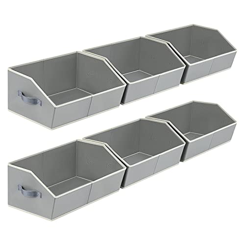 homsorout Trapezoid Storage Bins 6-Pack Grey