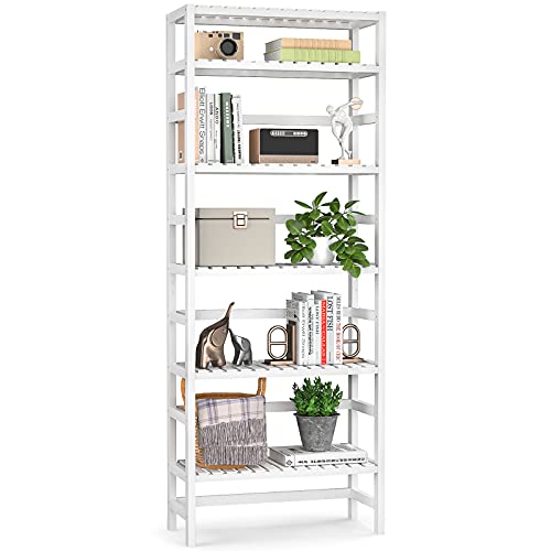 Homykic 6-Tier Bamboo Adjustable Bookshelf