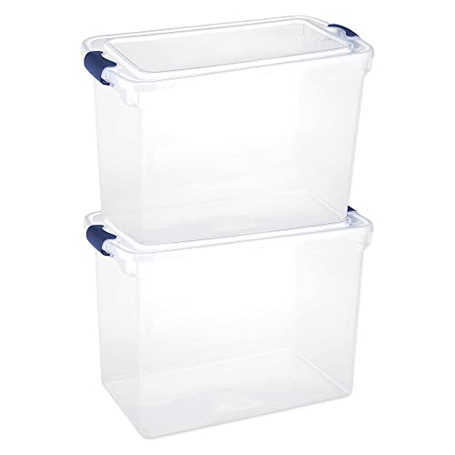HOMZ 112 Quart Clear Storage Container Tote Bins with Latching Lids (2 Pack)